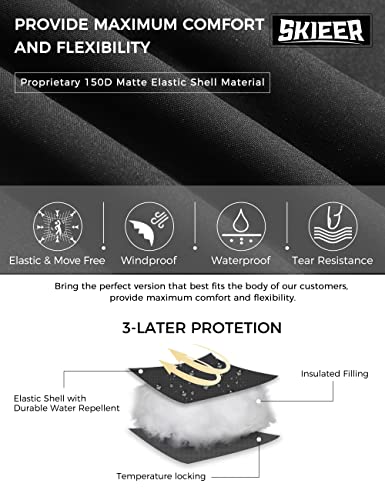 Skieer Men's Waterproof Ski Jacket Cotton Padded Windbreaker Raincoat Black&Red L #TOP3