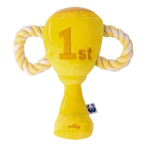 Trophy Interactive Dog Toy - Interactive Snuffle Tug Rope Enrichment Pet Toy - Tough Durable Birthday Gift for Aggressive Chewer Puppy - Cute Squeaker Plush for Teething - Parody Dog Toy Cover