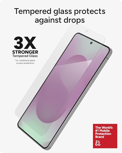 Image of ZAGG Glass+ Samsung Galaxy S25 Edge Screen Protector - Extreme Impact & Shatter Protection, Scratch-Resistant, Smudge-Resistant, Fingerprint Scanner Compatible, InvisibleShield, Easy Installation