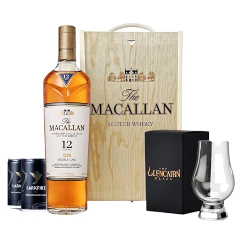 Personalised Macallan 12 Year Double Cask Scotch Whisky Gift Set with Glencairn Glass & Larkfire Whisky Water