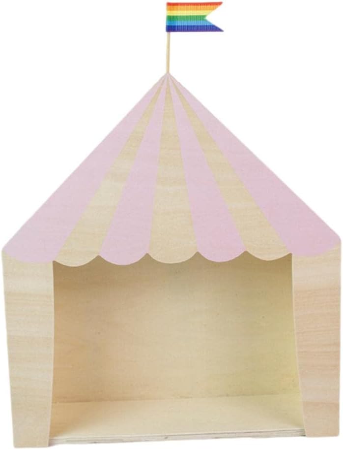 harayaa Wooden Storage Rack Shelf Organizer Book Bookshelf Chalet Shaped Solid Wood Structure Suitable for Children’s Ornaments Home Wall Decoration Small GIF, Pink