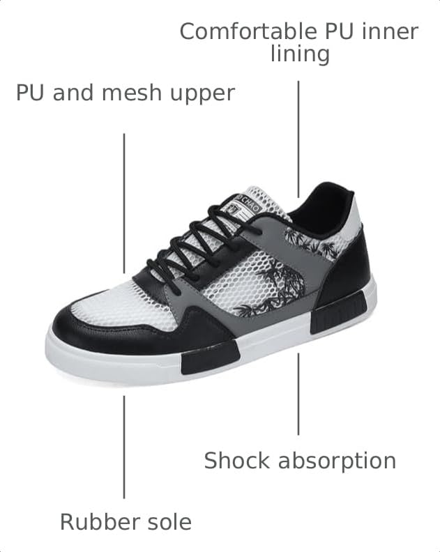 Image of Men's Fashion High Top Chinese Style Skate Sneakers Stylish Comfortable Skateboarding Road Running Walking Shoes