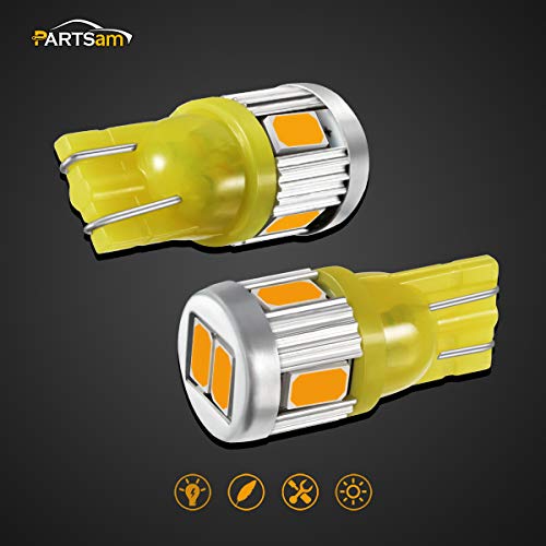 Partsam 2X T10 W5W 194 2825 Amber LED Light Bulbs 6-5730-SMD Car Truck Parking LED Parking Light Bulbs Side Door Courtesy Light Stepwell Light - Thumbnail 7