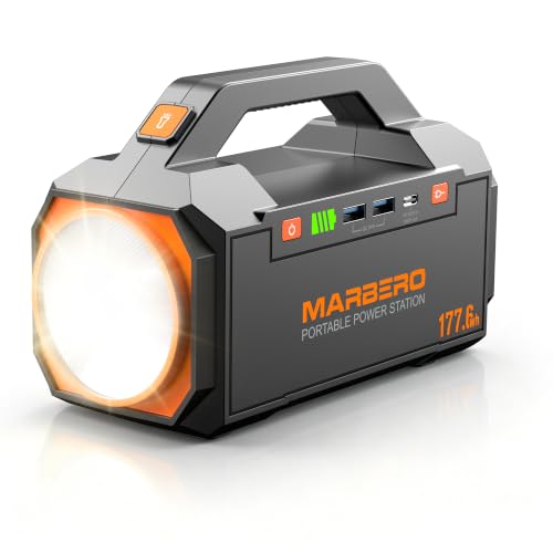 MARBERO Portable Power Station 177.6Wh Power Bank 150W Max Outdoor Camping Battery with LED...
