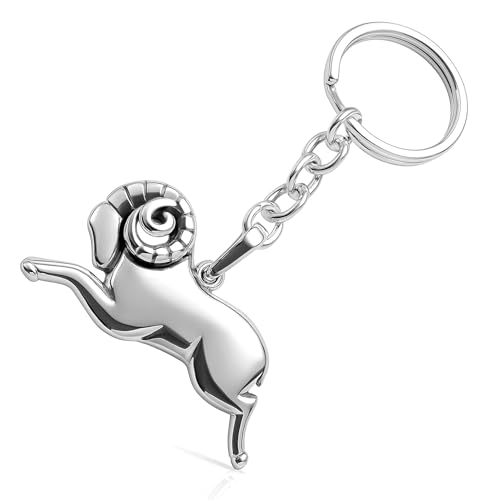 Portachiavi Uomo Segno Zodiacale Ariete Argento 925 Ossidato
