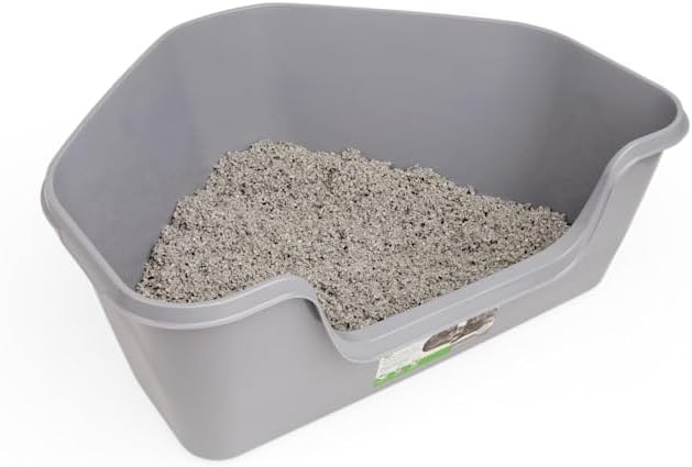 So Phresh High-Back Corner Grey Litter Box, 26.25" L x 21.5" W x 10" H