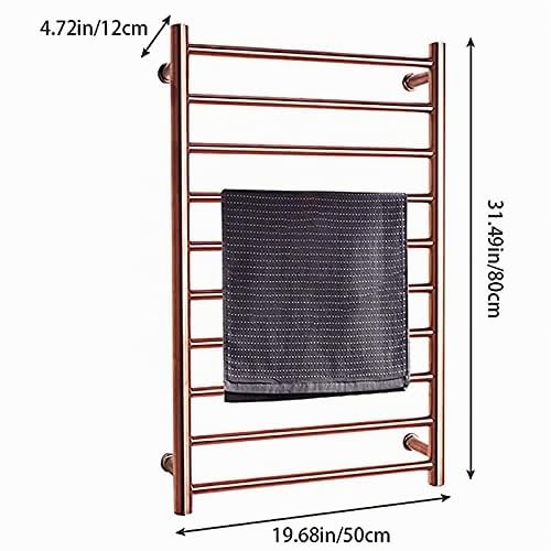 Radiador Calentador de Toallas de Oro Rosa, toallero eléctrico montado en la Pared para baño, toallero termostático de Acero Inoxidable 304, 88 W, 800 x 500 x 120 mm, enchufable (enchufable)