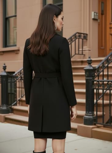 Image of CHKOKKO Women Classic Long Winter Coat Double Breasted | Knee Length Design with a Sophisticated Spread Collar and Convenient Front Pockets for All Occasions