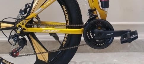 Image of Arrgrow Folding Mountain Bike, 26-inch, Gold and Yellow, 21-Speed Gears, Magnesium Alloy Wheels