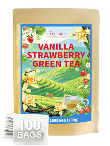 Image of TeeLux Vanilla Strawberry Green Tea Bags, Smooth & Fruity Green Tea, 100 ct