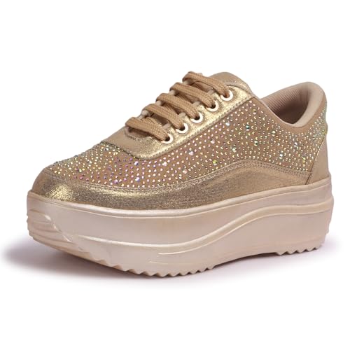 Image of Vendoz Women Party & Wedding Bridal Sparkling Glittery Crystal Sneakers CNV4030