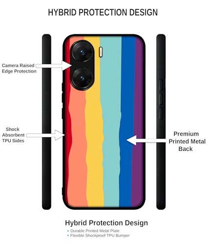 Image of Rainbow Design Premium 2D Printed Metal Back Case Cover for Vivo V29E 5G