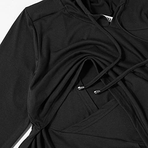 Ginkana Women's Nursing Hoodie Sweatshirt Long Sleeves Breastfeeding Maternity Shirts Casual Clothes Black #TOP4