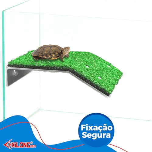 Plataforma Para Tartaruga Com Rampa E Nova Grama Sintética - Cód.D5p5 (Pequena)
