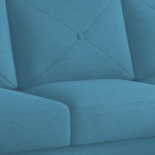 Image of Baloney RHS 6 Seater L Shape Sofa Set with Center Table for Living Room (Turquise Fabric) Premium Fabric Sofa