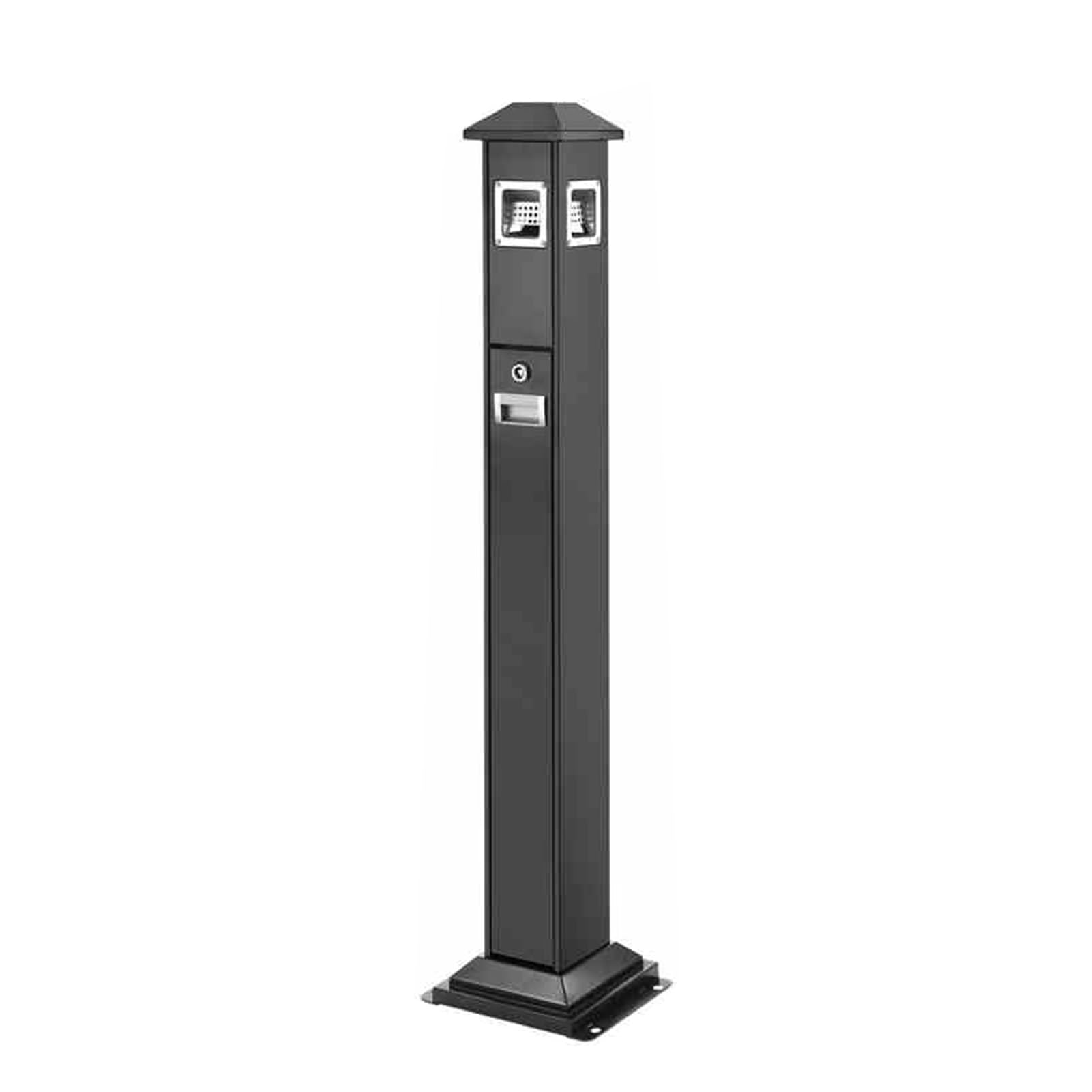 Outdoor Standing Cigarette Butt Collector, Stainless Steel Smoking Bin, Inner Bucket Type Trash Can, For Commercial Offices, Restaurants, Bars(Black)