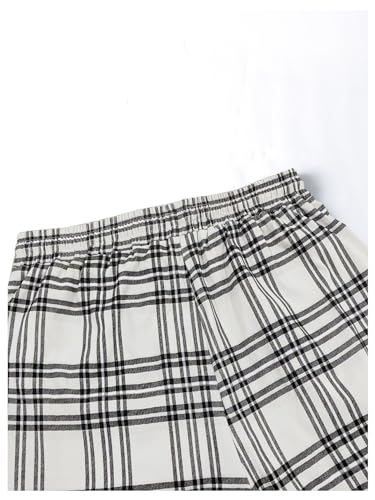 Men's Plaid Pants High Drawstring Waist Trouser Pants Loose Straight Leg Lounge Pants with Pocket4