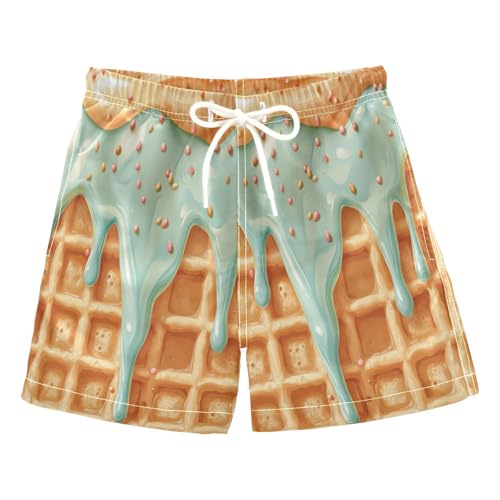 Boccsty Glaze Sprinkles Teal Coral Ice Cream Boys Swim Trunks Baby Kids Swimwear Summer Toddler Beach Board Shorts 2T