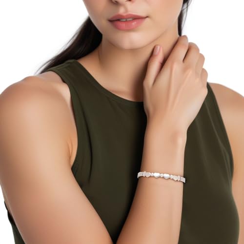 LeCalla 925 Sterling Silver Heart Bracelet Jewelry for Women | Lightweight Infinity Heart Link Charms Adjustable Bracelets | Valentines Day Gifts for Her2