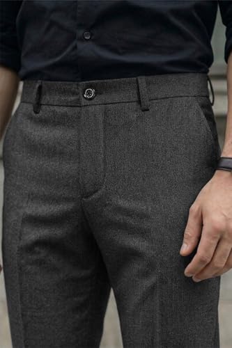 Image of Louis Philippe Men's Slim Fit Elastica - Flat Front Comfort Stretch for All Day Comfort & Flexibility Checks Formal Trouser