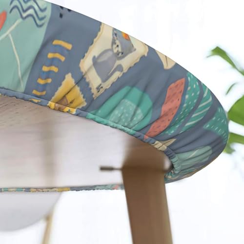 Nappe ronde imprimé postal imperméable lavable pour tables de 101 à 127 cm - 8