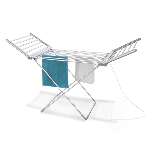 FISHTEC Tendedero Eléctrico Plegable Temporizador Integrado - 18 Barras de 45°C a 70°C
