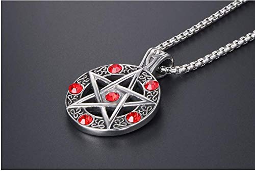 Star Pentagram Pentacle Pagan Necklace Wiccan Witch Gothic Stainless Steel Pendant with 24 inch Chain3