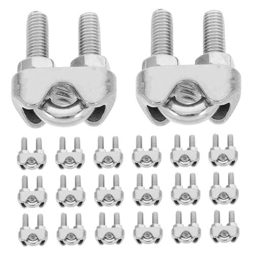 Mikinona 20 piezas Abrazaderas de Cable Acero Inoxidable Clip para Cuerda Alambre Fijación Segura Uso Construcción Marino Mecánico