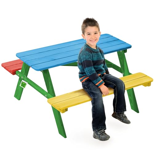 KADAX Tavolo da picnic per bambino con panche, mobili per bambino per pic-nic, tavolo in legno, set da picnic per giardino