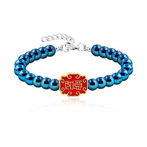 Image of Uloveido Ancient Chinese Symbol Blessings Ruyi Bracelet Auspicious Good Luck Gifts Adjustable Hematite Bracelets for Daughter Son