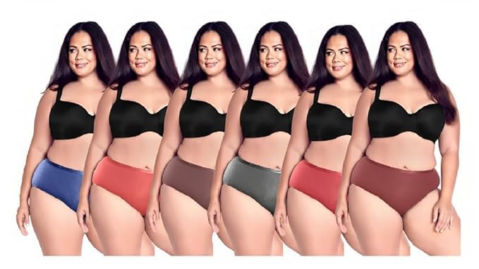Plus Size Regular Panties for Women - Pack of 6 Multicolor-picture-46