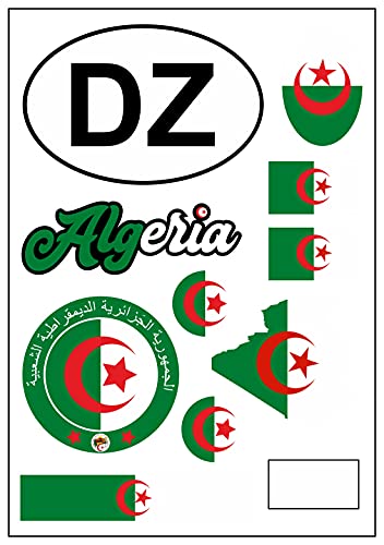Daged Carte autocollante Algérie - Feuille d'autocollants - Pour voiture, moto, motard - Drapeau décoratif AK