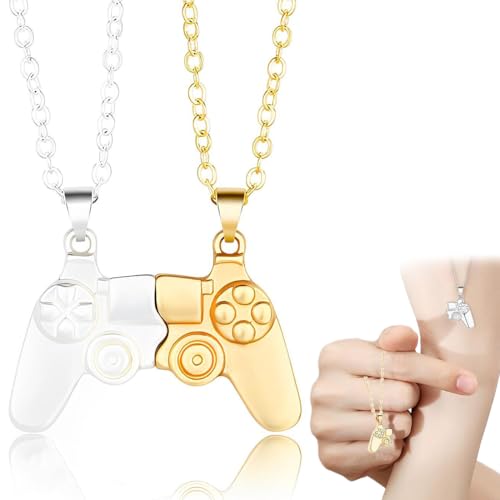 Collar magnético creativo unisex con colgante Gamepad Collar a juego para parejas o mejores amigos Regalo(combinación de oro y plata)