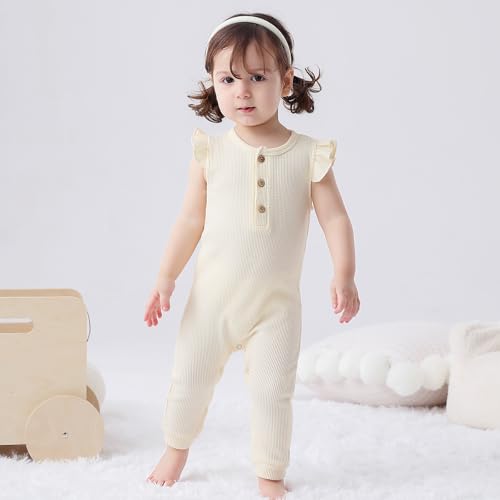 BeiVSlley Baby Boy/Girl Romper Sleeveless Cotton Tank Top Ruffle Bodysuit One Piece Newborn Infant Summer Clothes3