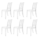 MA MAISON Set 6 Sedie in Policarbonato Trasparente - Design Elegante, Moderno, per Interni, Soggiorno, Camera da Letto, Schienale Ergonomico, Impermeabili - 46,3X55X97,5H CM