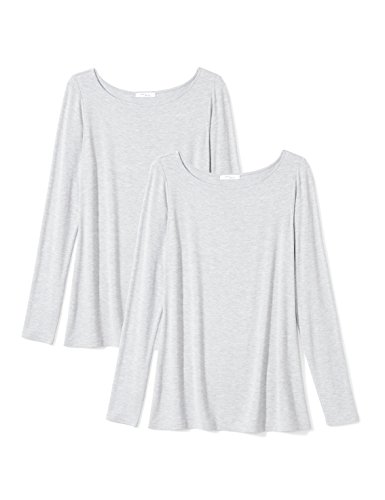 Amazon Brand - Daily Ritual Women's Jersey Long-Sleeve Bateau-Neck T-Shirt, Light Heather Grey/Light Heather Grey, Medium