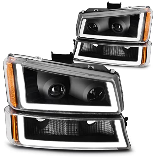 DWVO Projector Headlight Assembly Compatible with 03 04 05 06 Chevy Avalanche Silverado 1500 2500 3500/07 Chevrolet Silverado Classic Pickup Headlamp