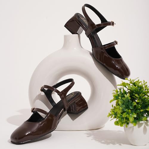 Image of JM LOOKS Women's Mary Jane Pumps, Chunky Low Block Heel, Double Adjustable Ankle Buckle Straps for Women & Girls