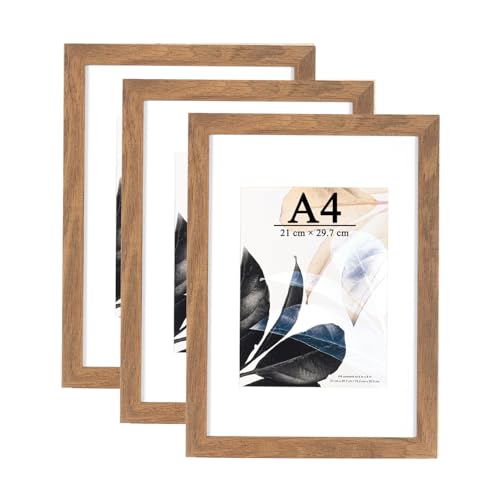 Bilderrahmen A4 | Holzfarbe | Plexiglas | Posterrahmen | Fotorahmen | 3er Set |bilderrahmen 21x30| Bilderrahmen A4 | Holzfarbe | Plexiglas | Posterrahmen | Fotorahmen | 3er Set |bilderrahmen 21x30|