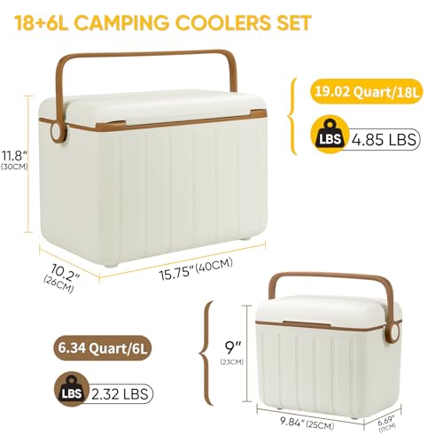 Image of 6Qt 13Qt 19Qt Northroad Camping Coolers,Stylish Macaron Color Durable Hard Cooler,Portable Insulated Ice Chest with 24 /48 Hour Ice Retention,Multi- Size for Camping,Picnic,Beach,Travel