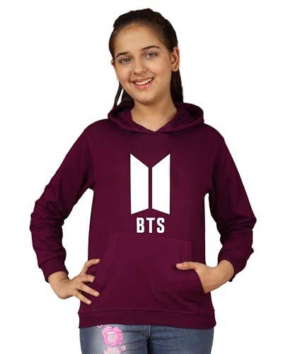 Image of KYDA KIDS Girls Cotton Hooded Sweatshirt | Regular Fit Full Sleeves Winter Wear Hoodies