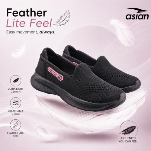 Image of ASIAN Style Walk-31 Women's Walking Shoes | Ultra-Lightweight Slip-On Shoes with Knit Mesh, Arch Support | Flexible Sole & All-Day Comfort for Daily Use