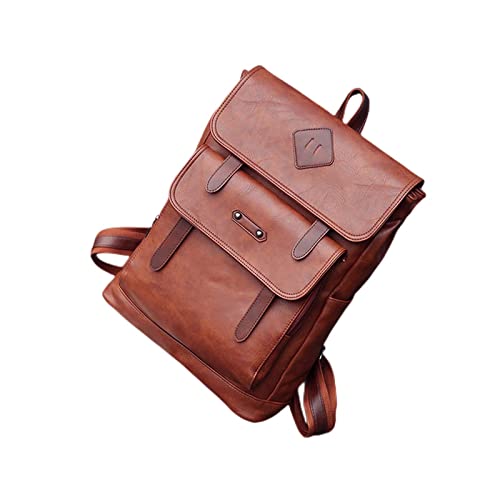 Sac à dos d'école marron en simili cuir robuste pour stopper les déchirures