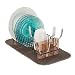 mDesign Compact Modern Metal Dish Drying Rack and Microfiber Mat Set for Kitchen Countertop, Sink - Drain and Dry Wine Glasses, Bowls and Dishes - Removable Cutlery Tray - Set of 2 - Bronze/Brown