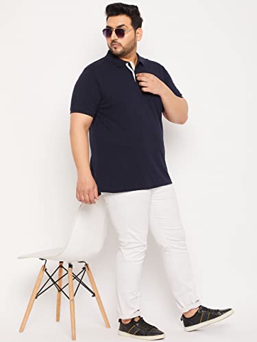 Image of Club York Men Cotton Blend Half Sleeve Polo Neck Solid Plus Size T-Shirt
