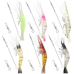 Tita Cebo 6 Piezas Cebo Camarón de simulación láser 3D Artificial Camarones Falsos con Anzuelo Spinning Señuelos Duros Flotantes para la Pesca con Mosca Perca Simulación de Peces de mar Cebo Suave (6 Colores)