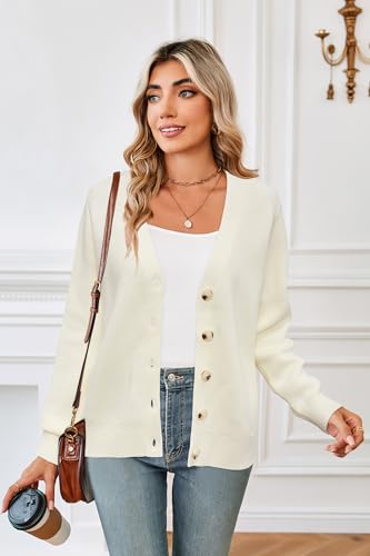 Image of Newshows Womens Fall Fashion 2024 Wool Blended Cardigan Sweater Button Down Long Sleeve Knit Outerwear Coats
