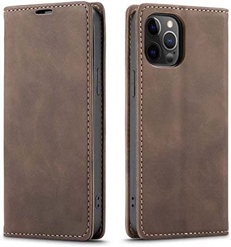 Étui portefeuille iPhone 14 Pro Max rabat magnétique café