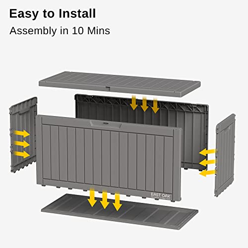 Image of EAST OAK 60 Gallon Outdoor Storage Box, Deck Box for Indoor and Outdoor Use, Waterproof Resin Storage Bin for Patio Cushions, Gardening Tools, Grey