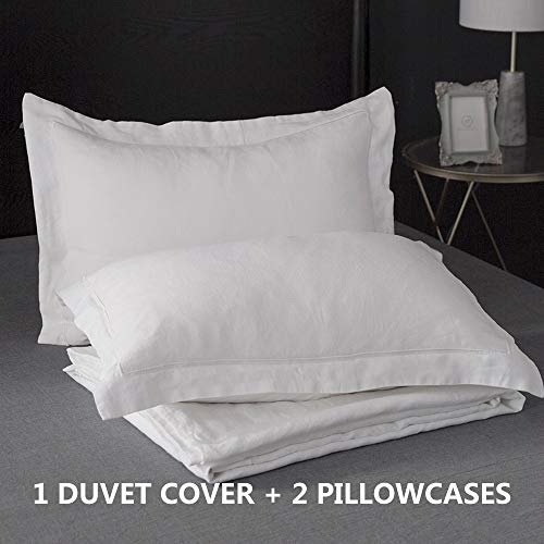 image for Simple&Opulence 100% Pure Linen Duvet Cover with Embroidered,Full Size